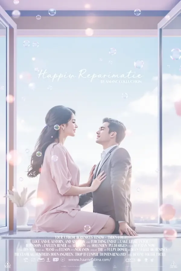 甜宠短剧《傅先生，婚约无效》海报，男女主在酒店大堂对视