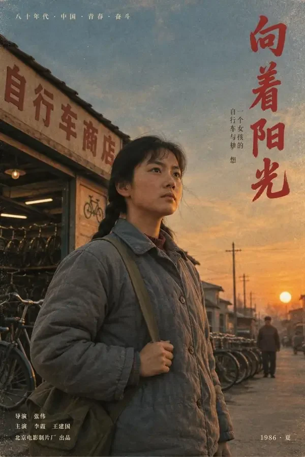 穿越重生短剧《重回八零当首富》海报，年代街景中手拿相机的女主